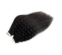 Extension di capelli umani brasiliani lisci crespi for donne nere, nastro invisibile vergine a doppia trama nei capelli, 20 pezzi/pacco(26 inch)