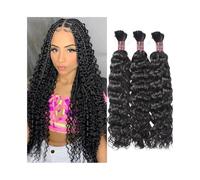 Extension di capelli umani brasiliani Remy senza trama, colore naturale, for trecce boho, ondulate e ondulate.(22 24 26)