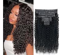 Extension di capelli umani brasiliani vergini brasiliani con clip, senza cuciture, 8 pezzi, con clip per donne nere, con 18 clip, trama della pelle in poliuretano, 120 g, 61 cm, nero naturale