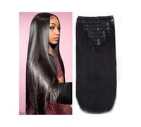 Extension di capelli umani diritti a clip brasiliani Remy per donne 8 pezzi per set con 18 clip a doppia trama parrucchiere(24inches)