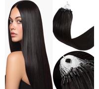 Extension di capelli umani microlink, 55,9 cm, micro perline, capelli umani 1B, extension di capelli neri naturali, 0,5 g/ciocca, 50 g/confezione