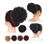 Extension e pezzi di capelli dall'aspetto naturale Chignon for capelli sintetici corti Afro Puff da 6"8" for donne, con coulisse, coda di cavallo, riccio crespo, clip for estensione dei capelli Extens