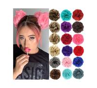 Extension e pezzi di capelli dall'aspetto naturale Chignon riccio spettinato con clip - Chignon finto con coda scrunchie Extension per coda di cavallo con clip in capelli(Red)