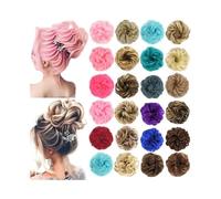 Extension e pezzi di capelli dall'aspetto naturale Chignon sintetico riccio a ciambella for capelli, chignon soffice for donne Extension per coda di cavallo con clip in capelli(Dark red)