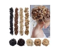 Extension e pezzi di capelli dall'aspetto naturale Chignon spettinato fai da te, con fibre sintetiche lunghe, avvolgente, ondulato e riccio. Extension per coda di cavallo con clip in capelli(Light blo
