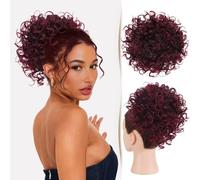 Extension e pezzi di capelli dall'aspetto naturale Chignon spettinato for donne nere - Coda di cavallo riccia con coulisse, Chignon finto arruffato e ondulato 80 g Extension per coda di cavallo con cl