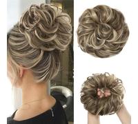Extension e pezzi di capelli dall'aspetto naturale Elastico for capelli sintetici voluminosi opachi for donne, accessorio for parrucca con chignon Extension per coda di cavallo con clip in capelli(Gol