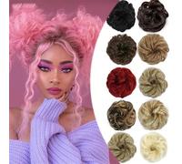 Extension e pezzi di capelli dall'aspetto naturale Extension for chignon ricci spettinati da 6" - Elastici for acconciature da donna Extension per coda di cavallo con clip in capelli(Black)