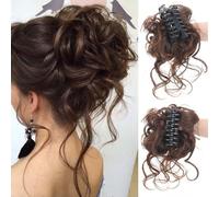 Extension e pezzi di capelli dall'aspetto naturale Fasce for capelli con parrucca for donne con capelli lunghi comode ed eleganti Extension per coda di cavallo con clip in capelli(Light brown gold)