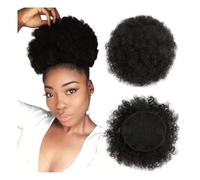 Extension e pezzi di capelli dall'aspetto naturale Parrucca corta afro con chignon riccio for donne bionde - Coda di cavallo raccolta crespa Extension per coda di cavallo con clip in capelli(Black)