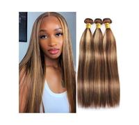 Extension Evidenziare pacchi di capelli umani lisci P4/27 estensioni di capelli Remy brasiliani a doppia trama Braiding Hair(18inches 1 bundles)