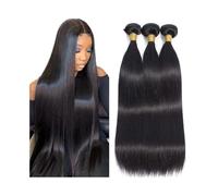 Extension Fasci di capelli umani lisci neri naturali trama doppia 1/3/4 pezzi estensioni di capelli brasiliani Remy for donne nere Braiding Hair(26 26 26 26)