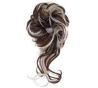 Extension for capelli con chignon spettinato, elastico sintetico, riccio, ondulato, chignon, scrunchies, ciambella, for donna(T1)