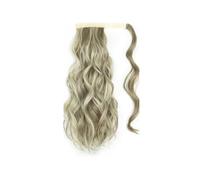 Extension for capelli con coda di cavallo ondulata lunga sintetica, con clip, con frangia anteriore e due laterali, for donne per l'uso quotidiano(Mix ash blonde)