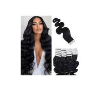 Extension for capelli con nastro adesivo, capelli umani Remy, neri naturali, lisci, senza cuciture, con trama in pelle. Facile installazione e rimozione(60 pcs-150g,24 IncH)