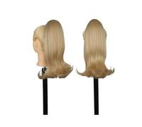 Extension for capelli corti neri con coulisse for donne nere, coda di cavallo liscia da 14 pollici con riccioli finali, extension for capelli sintetici finti per l'uso quotidiano(103-60)