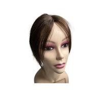 Extension for capelli in pizzo svizzero con riga centrale, capelli umani intrecciati a mano con frangia, for donne con lieve perdita di capelli Capelli Estensioni(Dark Brown)