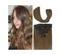 Extension for capelli lisci con clip color castano cenere, colore castano chiaro, capelli umani vergini, 16-26 pollici, colore n. 8(22inches,240g-2 packs)