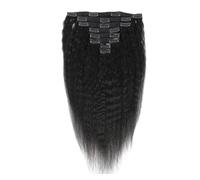 Extension for capelli lisci e crespi con clip, veri capelli umani brasiliani, testa intera for donne, nero naturale, 8 pezzi, 20 clip, 120 g/set Veloci da indossare(22inch)