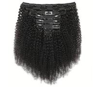 Extension for capelli ricci afro crespi con clip, 8 pezzi, 120 g/set, capelli vergini brasiliani naturali, for donne nere, colore 8-22 pollici Facile installazione e rimozione(10inches)