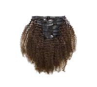Extension for capelli ricci color castano da 10-20 pollici, clip in capelli umani ricci afro da 120 g/set Wear and Go(Dark brown,12 inch)