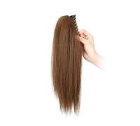 Extension for capelli sintetici corti e lisci da 14 pollici, soffici, di media lunghezza, neri e castani, for donne(E)