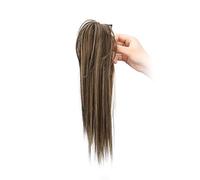 Extension for capelli sintetici corti e lisci da 14 pollici, soffici, di media lunghezza, neri e castani, for donne(D)