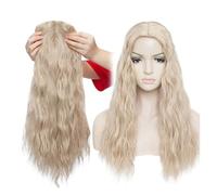 Extension for capelli sintetici da 20 pollici con clip, parrucca con capelli ondulati, parrucca da donna con capelli neri e castani. Topper per Capelli da Donna(Bleach blonde)