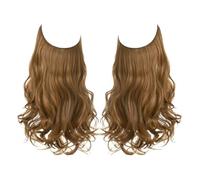 Extension for capelli sintetici senza clip, capelli finti, ricci e ondulati naturali, pezzo di capelli finti for donna per l'uso quotidiano(Golden Auburn,16inches)