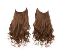 Extension for capelli sintetici senza clip, capelli finti, ricci e ondulati naturali, pezzo di capelli finti for donna per l'uso quotidiano(Light Golden Brown,16inches)