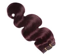 Extension for capelli umani con clip, extension for capelli lisci Remy, 120 g/set Facile installazione e rimozione(Wine red,18 inch)