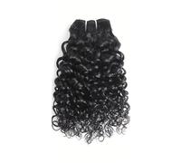 Extension for capelli umani ondulati brasiliani, capelli vergini Remy non trattati, corti, da cucire, bagnati e ondulati, colore nero naturale di grado 12A, for donne. Wear and Go(16 16)