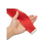 Extension for capelli veri Tape-In, 8 colori, capelli umani Remy, mini extension for capelli Tape Facile installazione e rimozione(Red,10 PCS_16 INCH)
