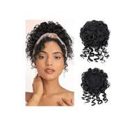 Extension For Chignon Corto E Riccio Con Coulisse Elastica, For Capelli Sciolti, For Donne, In Fibra Sintetica Look Elegante Chic(Natural black)