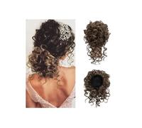 Extension For Chignon Corto E Riccio Con Coulisse Elastica, For Capelli Sciolti, For Donne, In Fibra Sintetica Look Elegante Chic(Black Brown)