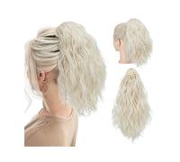Extension for coda di cavallo, 13" clip in coda di cavallo con artiglio corto ondulato riccio, extension for capelli sintetici naturali for donne per l'uso quotidiano(White Blonde)