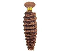 Extension for trecce boho, capelli umani, ondulati, ricci, sfusi, 100 g, senza trama, 2 trecce Facile installazione e rimozione(Light brown,14inch)