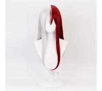 Extension Half Silver Half Red Short Wig Cosplay Wig with Bangs Synthetic Wig Gradient Hero Wig Suitable for Halloween Christmas Party.(Long)