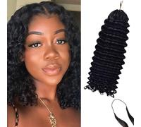 Extension in Capelli Umani Pre-separati all'Uncinetto Senza Nodi con Onde Profonde per Trecce Extension in Capelli Ricci per Donne di Colore 14 Pollici 100 g
