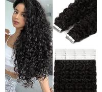 Extension Nastro ondulato nero naturale nell'estensione dei capelli umani | Capelli vergini brasiliani delle donne nere for le donne(18 inches)