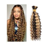 Extension P4/27 Colore 1 Bundle Capelli umani ondulati profondi Capelli ricci sfusi for micro trecce Uncinetto Nessuna trama 100g Capelli Intrecci(20inches)