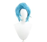 Extension Parrucca da palcoscenico corta blu pettinata all'indietro resistente al calore capelli sintetici accessori cosplay puntelli for adulti festa di Halloween Natale