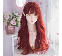 Extension Parrucca rossa con capelli lunghi e frangia, da regina sirena, perfetta for cosplay e for l'uso quotidiano (capelli rossi ondulati da 25 pollici)