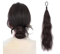 Extension per capelli a coda di cavallo, con chignon, sintetico, elastico, per fai da te, 50 cm, capelli arricciati a ciambella, capelli lisci marrone scuro