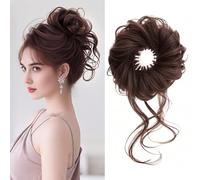 Extension per capelli a coda di cavallo con clip, sintetiche, con chignon, soffici, da donna (stile B, marrone scuro)