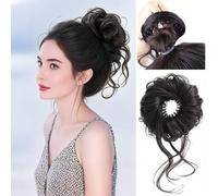 Extension per capelli a coda di cavallo con clip, sintetiche, con chignon, soffici, da donna (stile B, nero marrone)