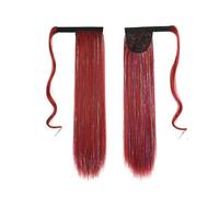 Extension per capelli a coda di cavallo, pezzo di capelli con clip avvolgente colorato in seta ad alta temperatura, liscio con colla magica per la clip nella coda di cavallo.,Burg#