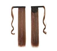 Extension per capelli a coda di cavallo, pezzo di capelli con clip avvolgente colorato in seta ad alta temperatura, liscio con colla magica per la clip nella coda di cavallo.,12#