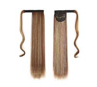 Extension per capelli a coda di cavallo, pezzo di capelli con clip avvolgente colorato in seta ad alta temperatura, liscio con colla magica per la clip nella coda di cavallo.,12h24#