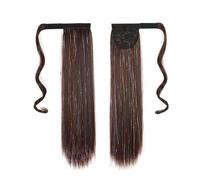 Extension per capelli a coda di cavallo, pezzo di capelli con clip avvolgente colorato in seta ad alta temperatura, liscio con colla magica per la clip nella coda di cavallo.,4#